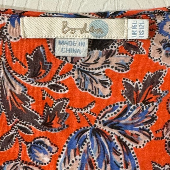 Boden Rita Ruched Firecracker Painterly Floral Jersey Dress US Sz 12 - Picture 8 of 8